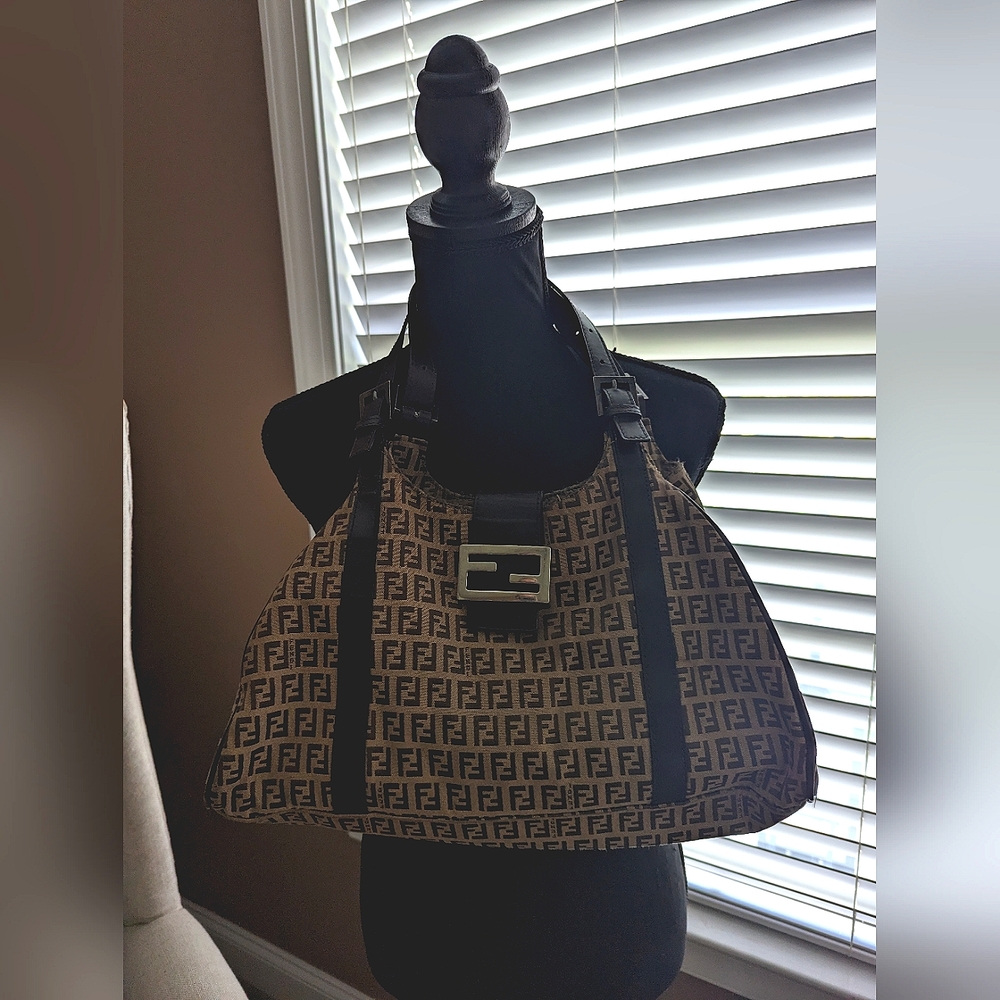 Fendi Borsa Sporty Zucch/Mogano Panna/Cuoio